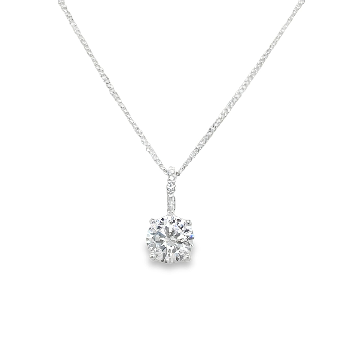 Sterling Silver Cubic Zirconia 4 Claw Solitaire Pendant