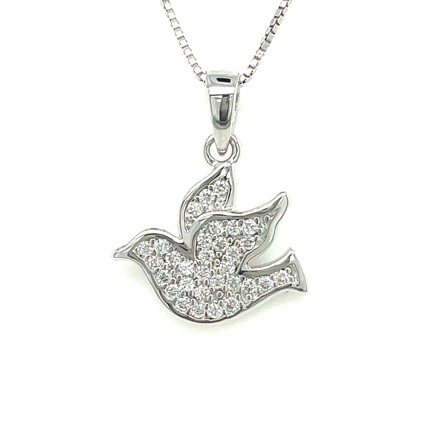 Sterling Silver Cubic Zirconia Dove Pendant