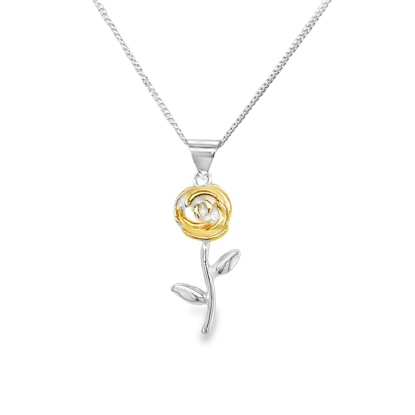 Sterling Silver Gold Plated Rose Pendant