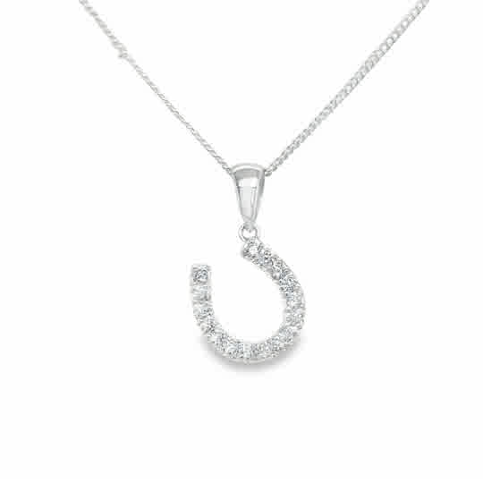 Sterling Silver Cubic Zirconia Horseshoe Pendant
