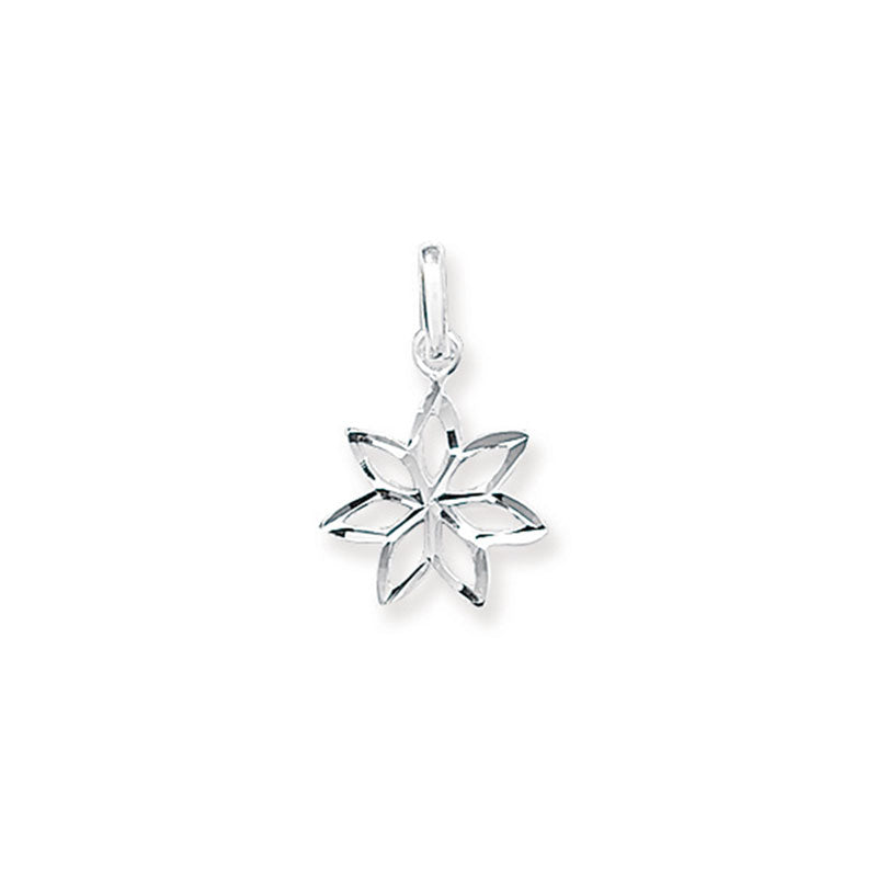 Sterling Silver Open Diamond Cut Flower Pendant