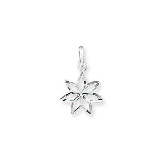 Sterling Silver Open Diamond Cut Flower Pendant