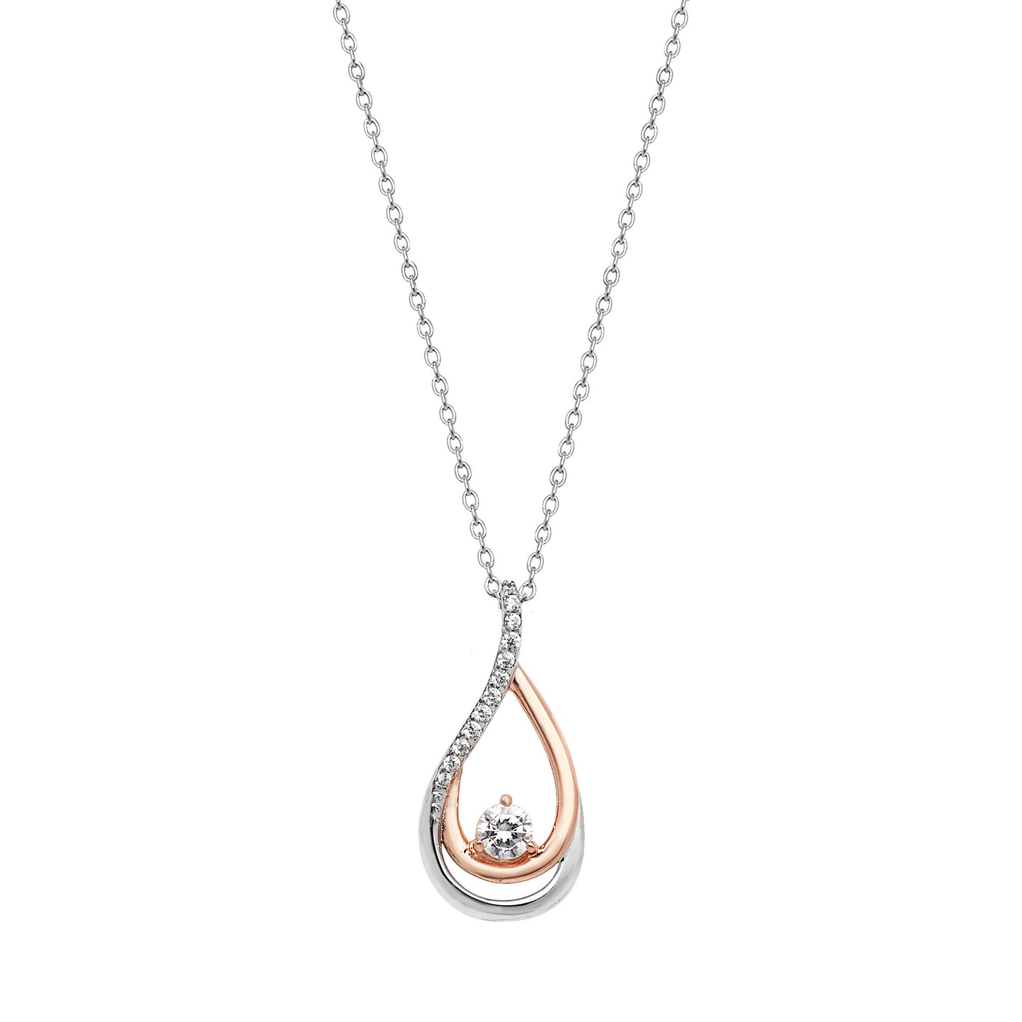 Sterling Silver Rose Cubic Zirconia Pendant