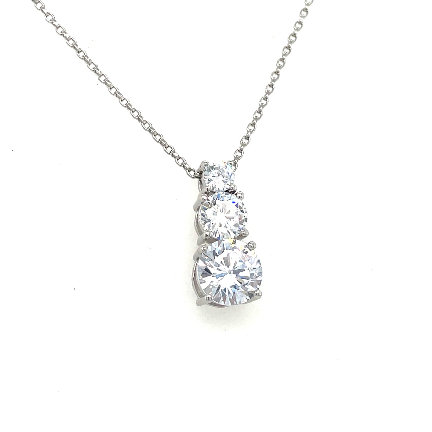 Sterling Silver Three Stone Graduated CZ Pendant