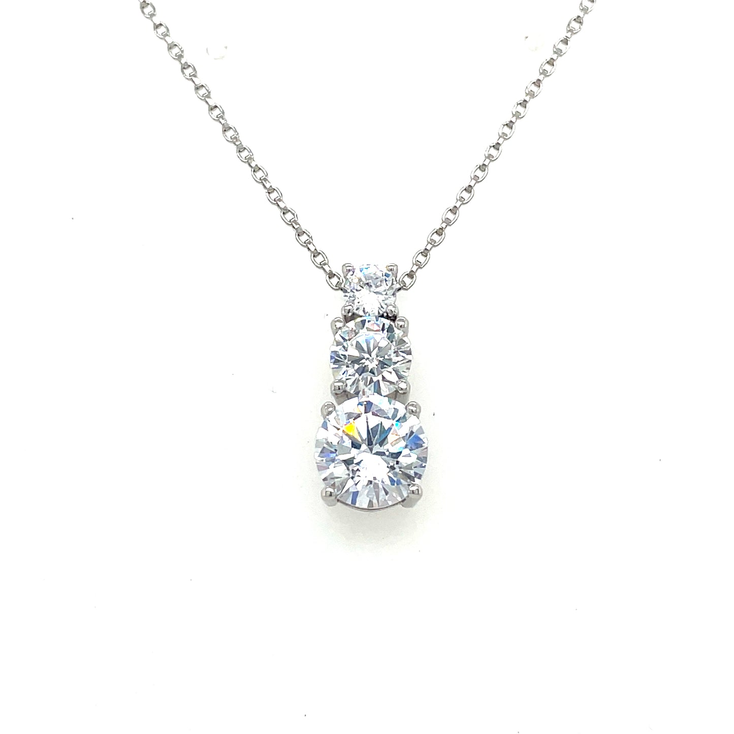 Sterling Silver Three Stone Graduated CZ Pendant