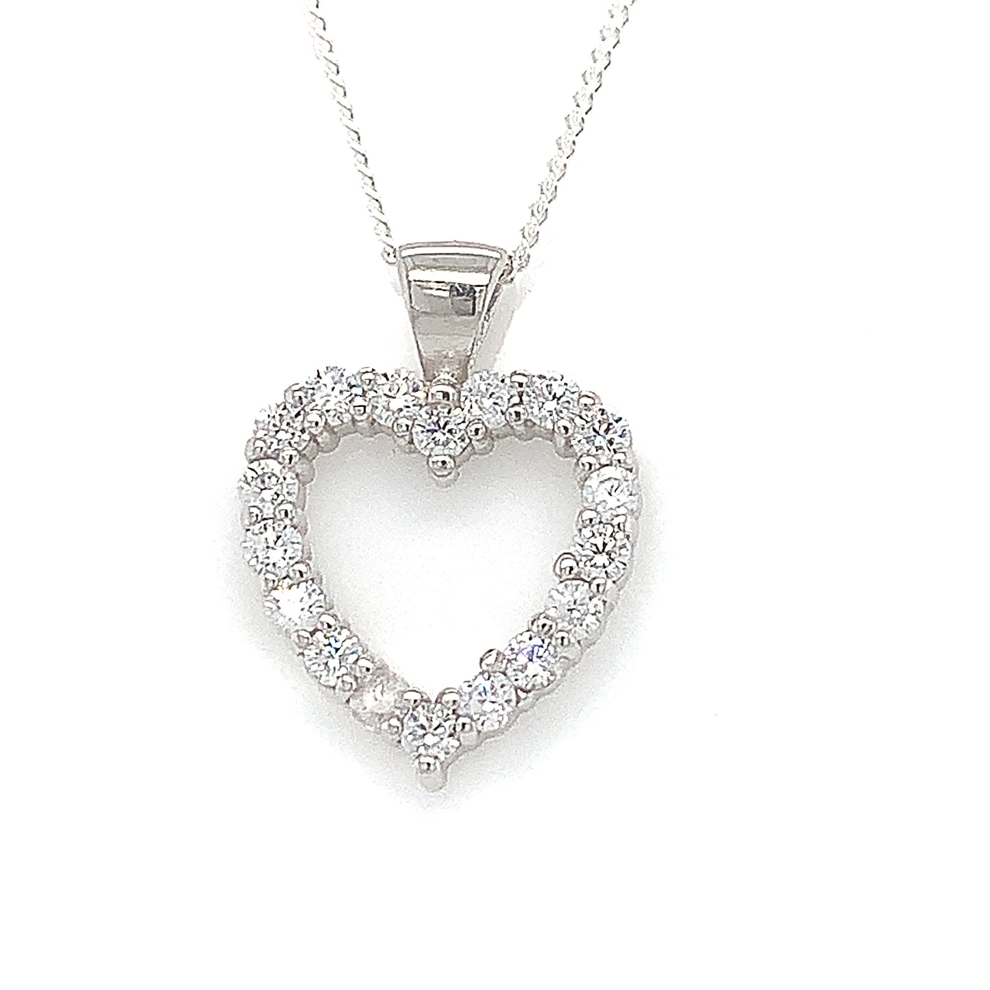 Sterling Silver Cubic Zirconia Heart Pendant