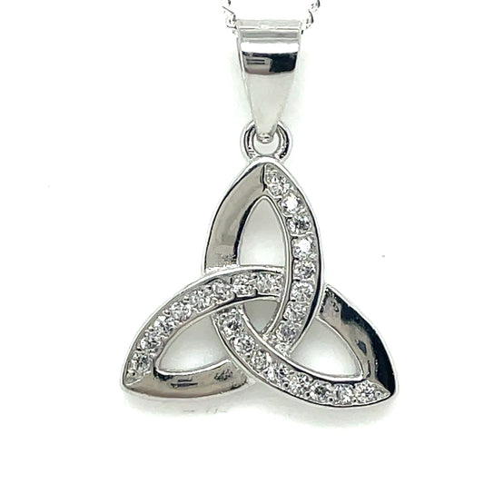 Sterling Silver CZ trinity knot pendant