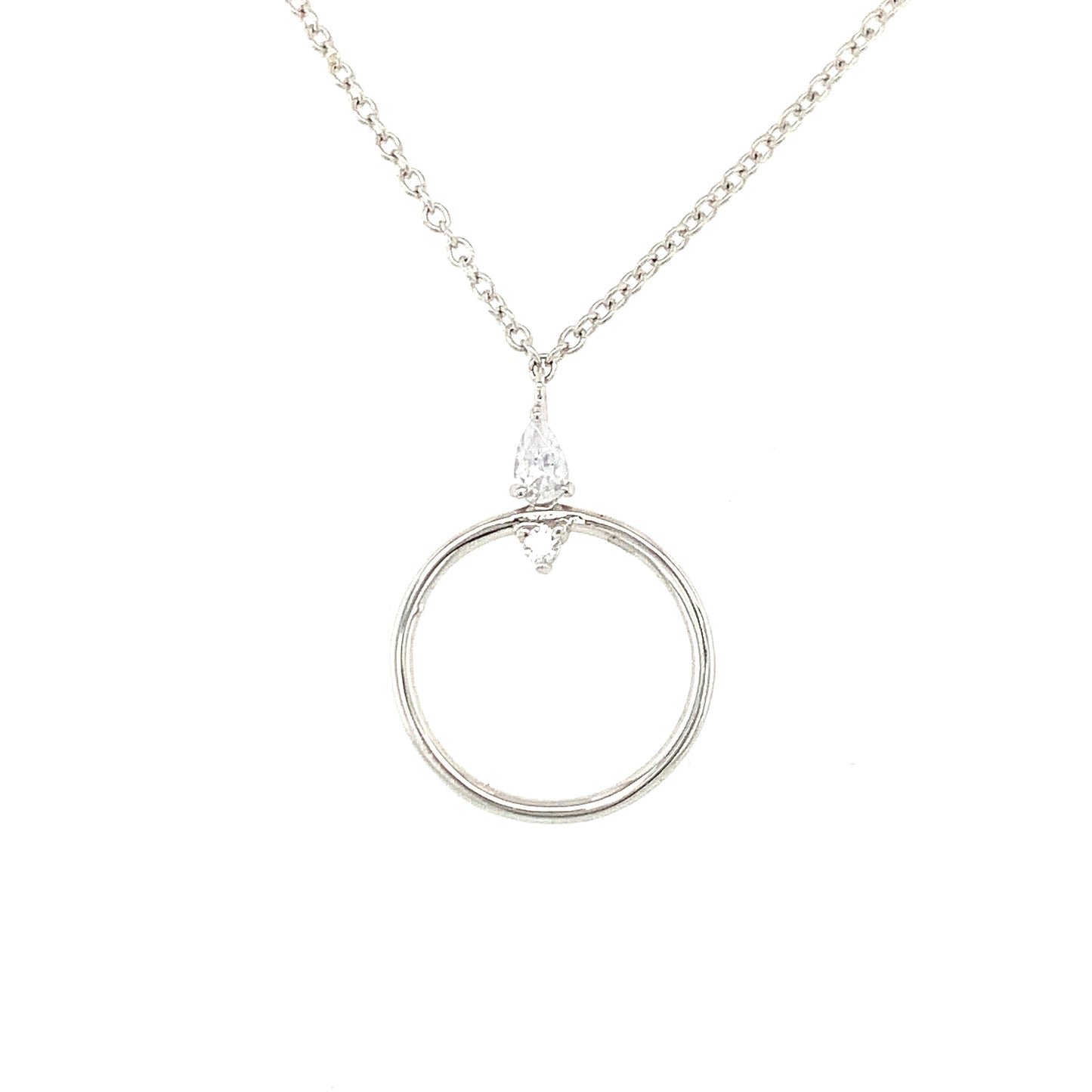 Sterling Silver Open Circle With Cubic Zirconia Pendant