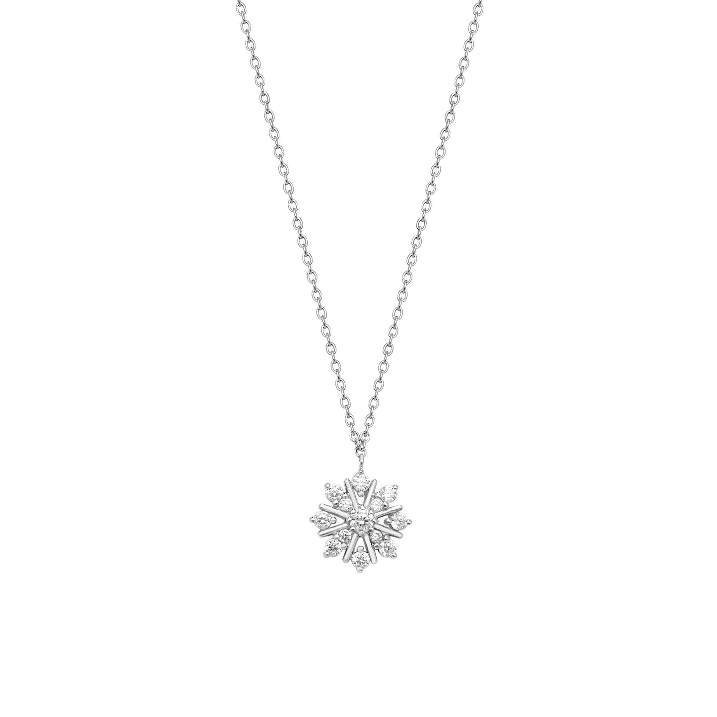 Sterling Silver Cubic Zirconia Snowflake Pendant