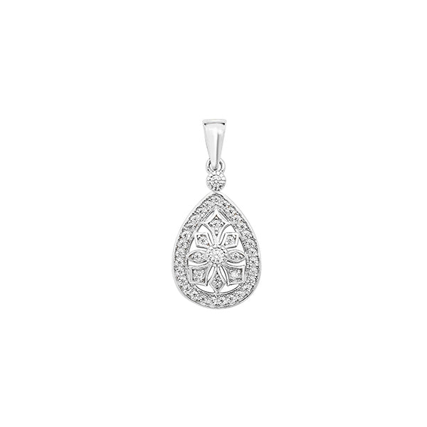 Sterling Silver Cubic Zirconia Snowflake Pendant
