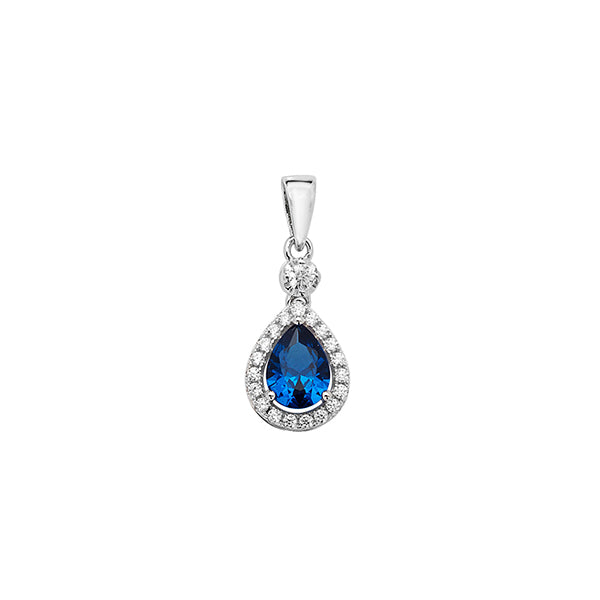 Sterling Silver Blue And Cubic Zirconia Pendant