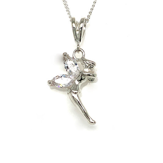 Sterling Silver Cubic Zirconia Tinkerbell Pendant