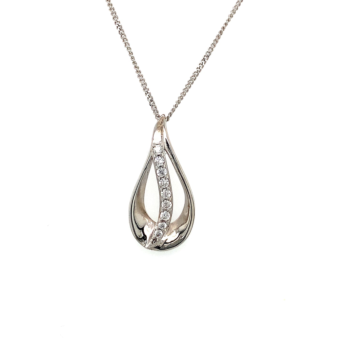 Sterling Silver Cubic Zirconia Teardrop Pendant