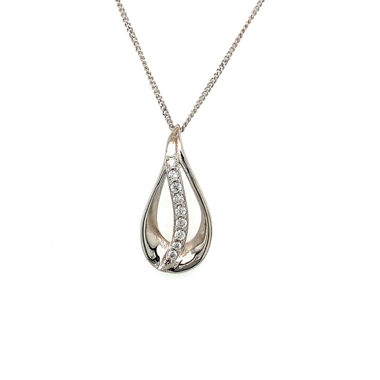 Sterling Silver Cubic Zirconia Teardrop Pendant