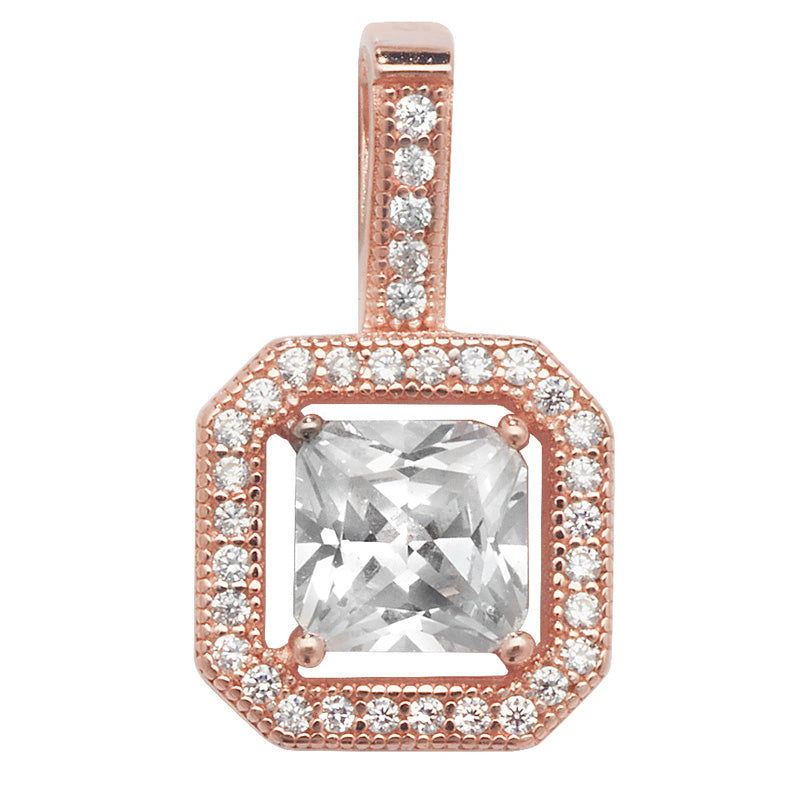 Sterling Silver Cubic Zirconia Pendant In Rose