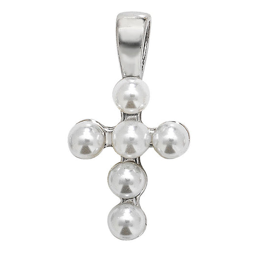 Sterling Silver Pearl Set Cross Pendant