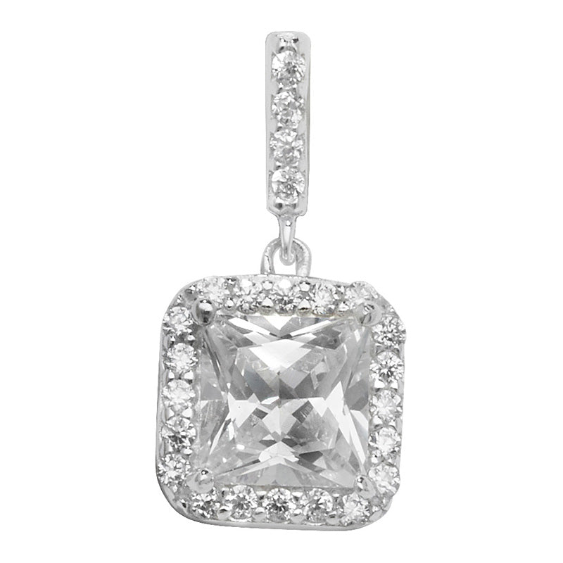 Sterling Silver Cubic Zirconia Square Pendant