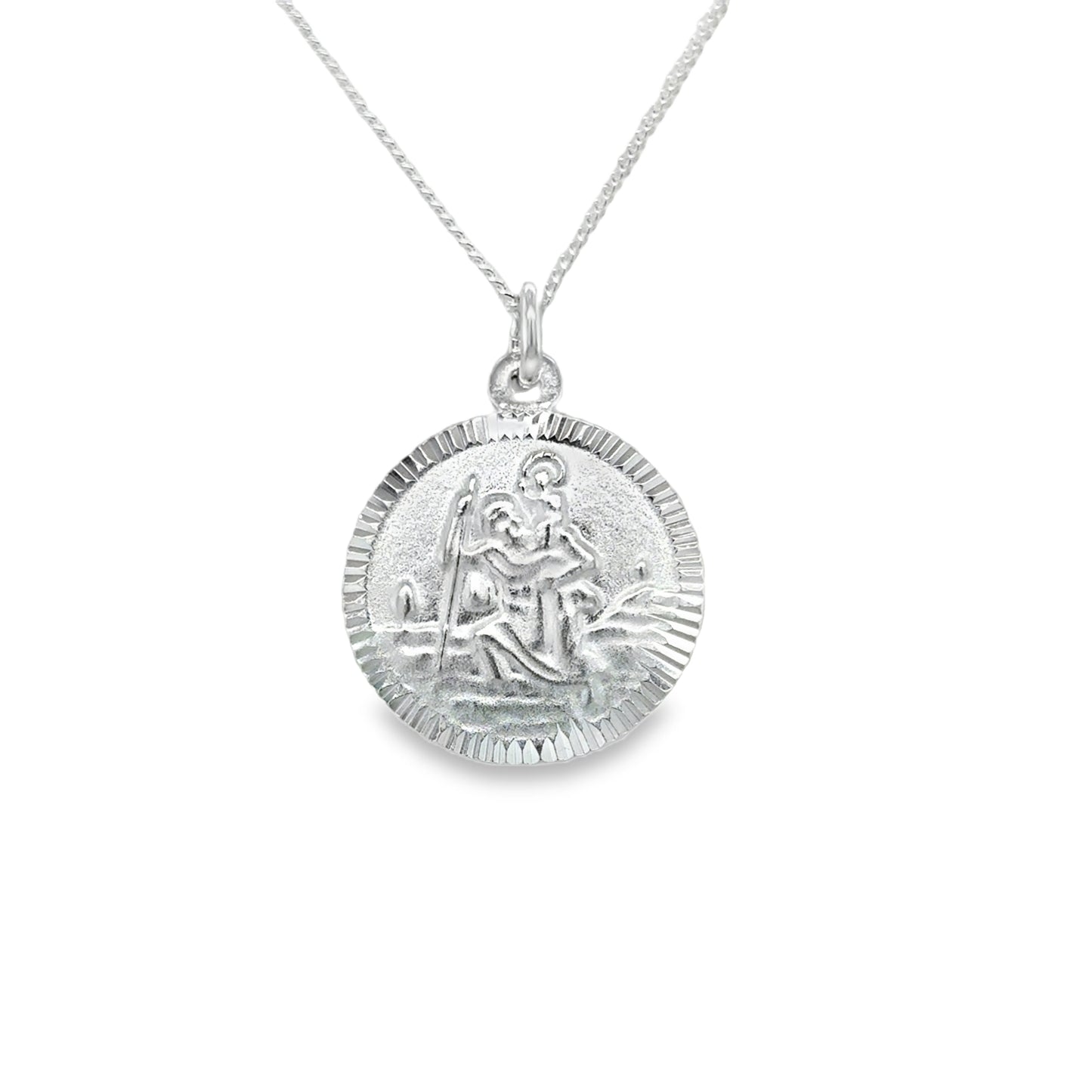 Sterling Silver St. Christopher Medal And Chain