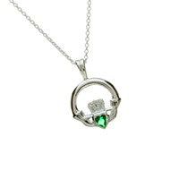 Sterling Silver Emerald Claddagh Pendant