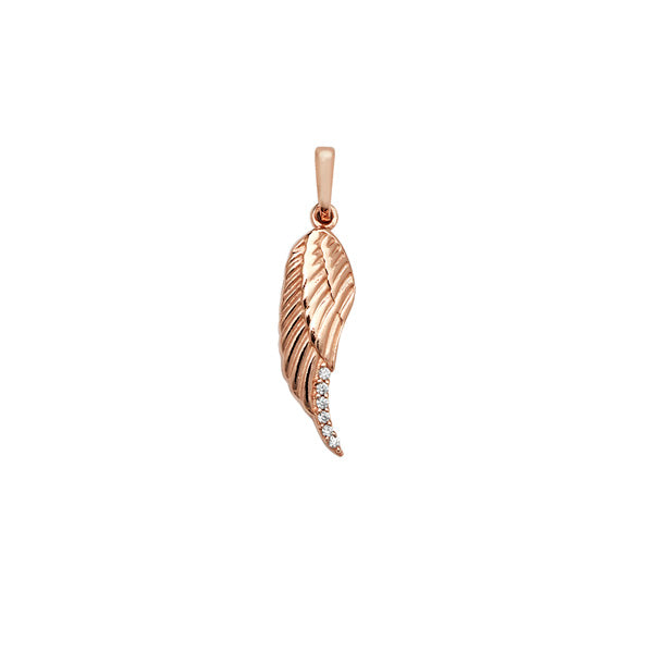 Sterling Silver Angel Wing Pendant In Rose
