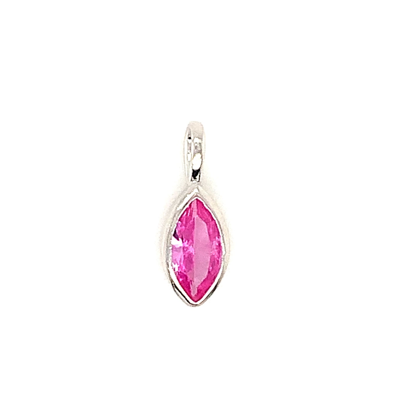 Sterling Silver October Pink Cz Birthstone Charm