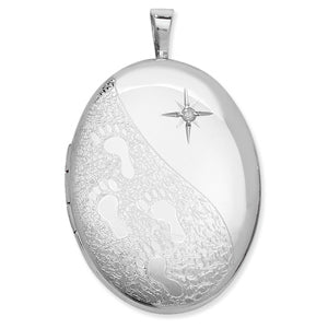 Sterling Silver Footprint Locket With 18' Chain