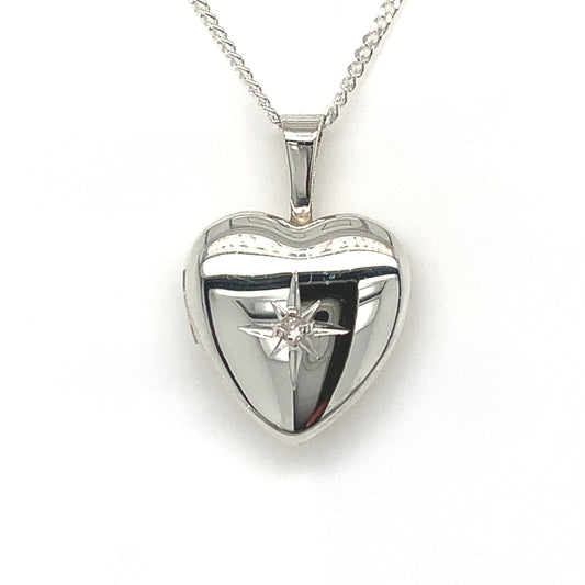 Sterling Silver Cubic Zirconia Heart Locket