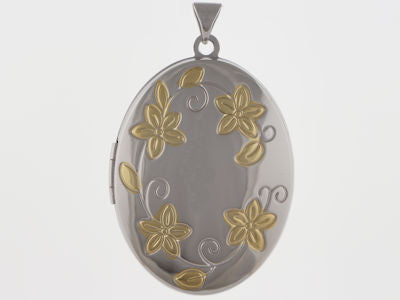 Sterling Silver Oval Flower Locket