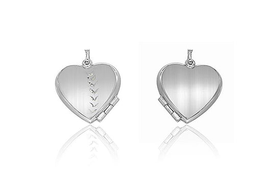 Sterling Silver Flower Heart Half Polished And Matt Locket