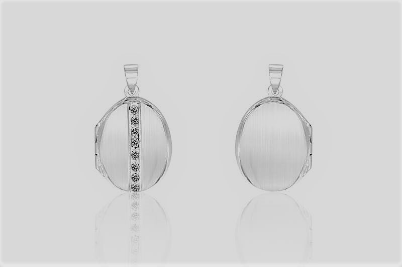 Sterling Silver Cubic Zirconia Oval Locket