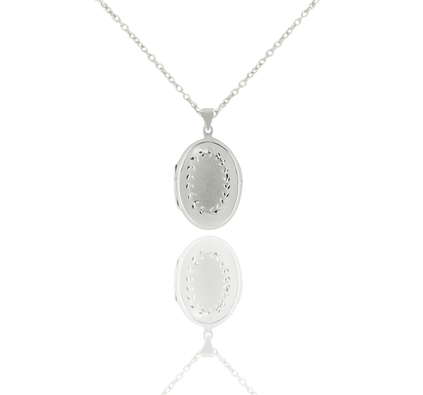 Sterling Silver Matt Centre Flower Oval Locket