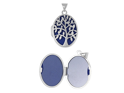 Sterling Silver Blue Tree Of Life Locket