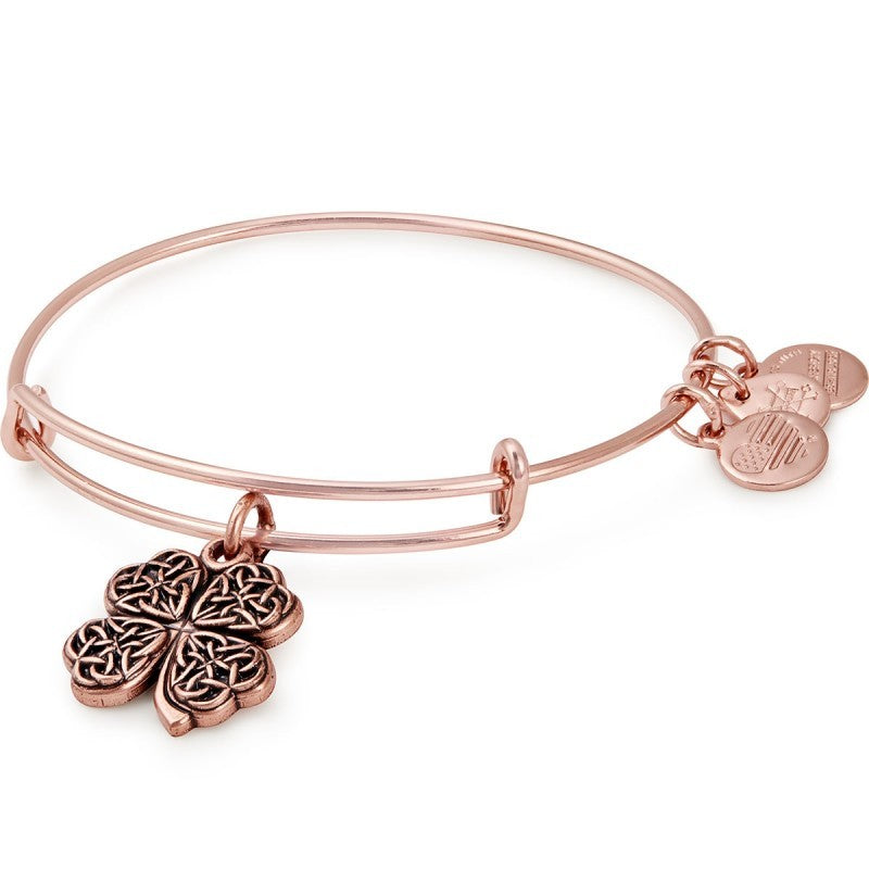 Four Leaf Clover Alex & Ani Bangle In Rose