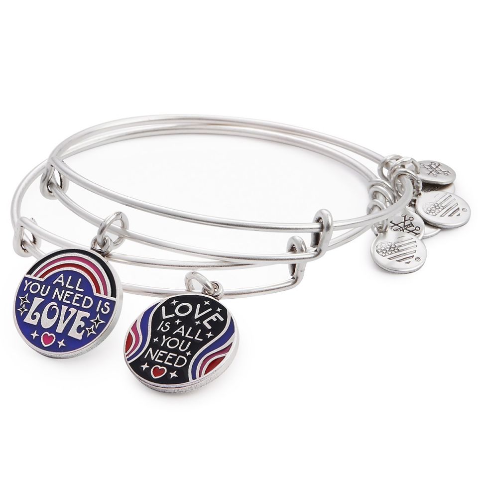 Alex And Ani All You Need Is Love Bangle Set In Silver