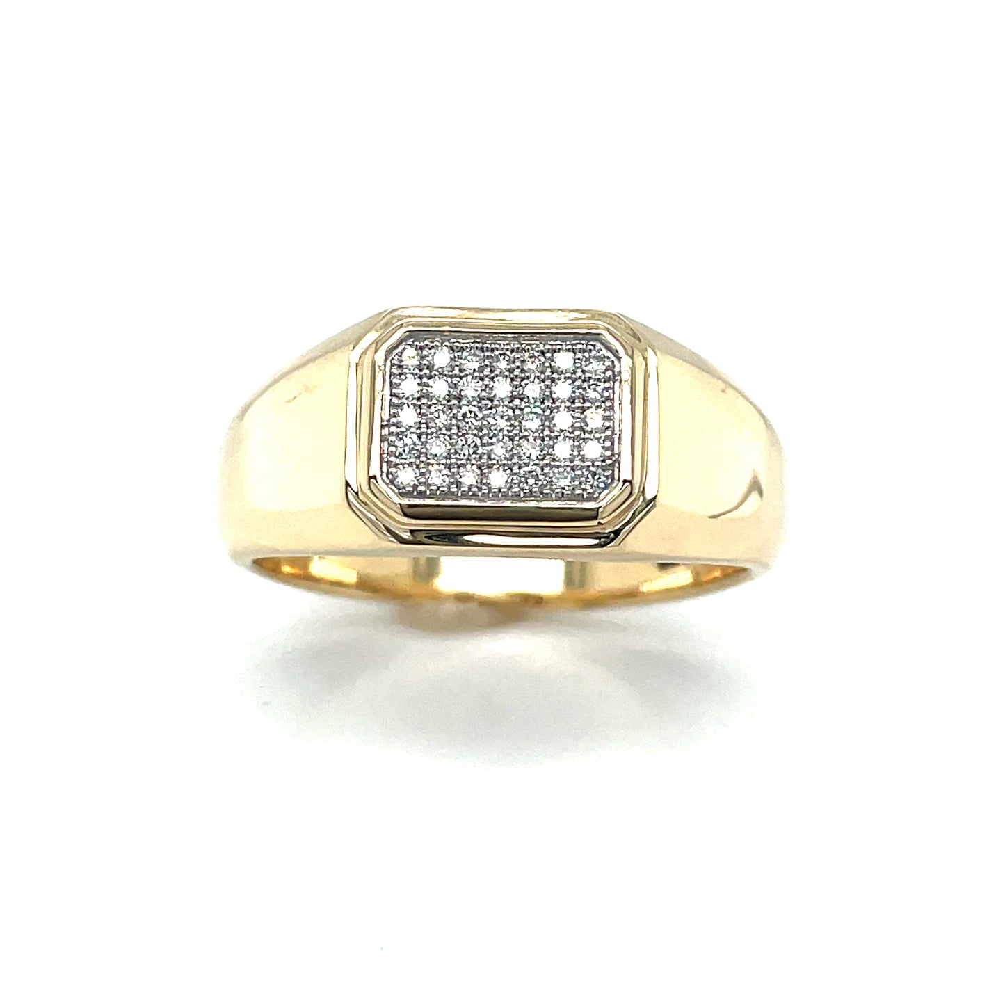 9CT PAVE SET GENTS SIGNET DIAMOND RING .18CT