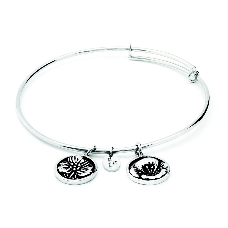 August Poppy Chrysalis Bangle In Silver