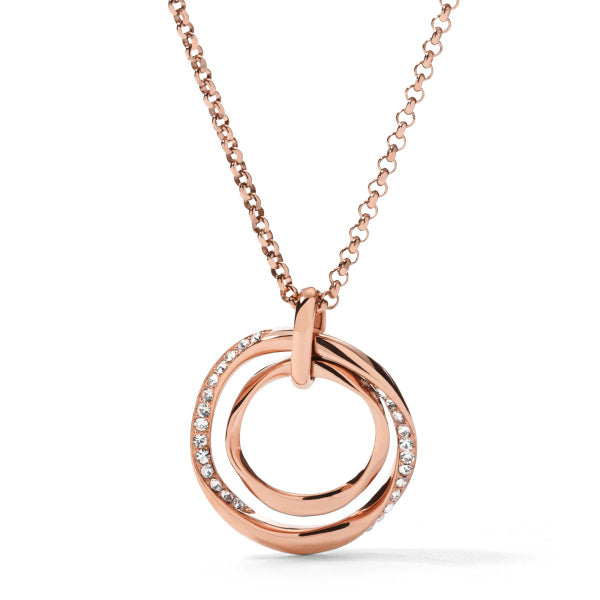 Fossil Open Cubic Zirconia Circle Necklet In Rose