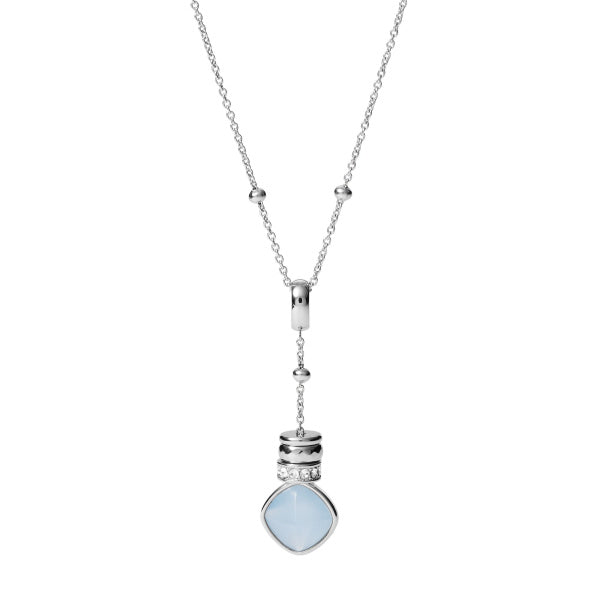 Fossil Blue Brop Necklet In Silver