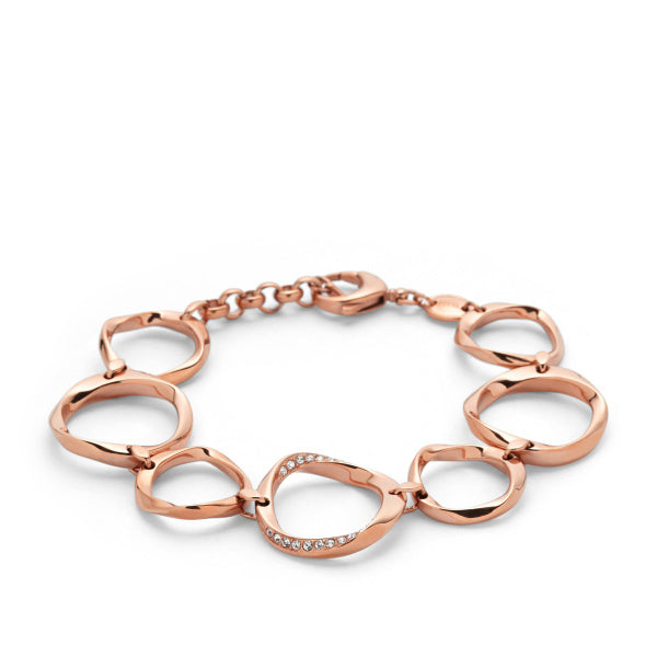 Fossil Cubic Zirconia Open Link Bracelet In Rose