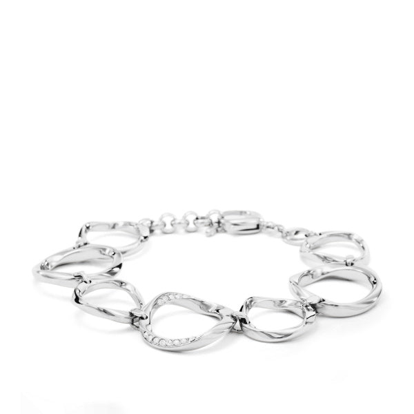 Fossil Cubic Zirconia Open Link Bracelet In Silver
