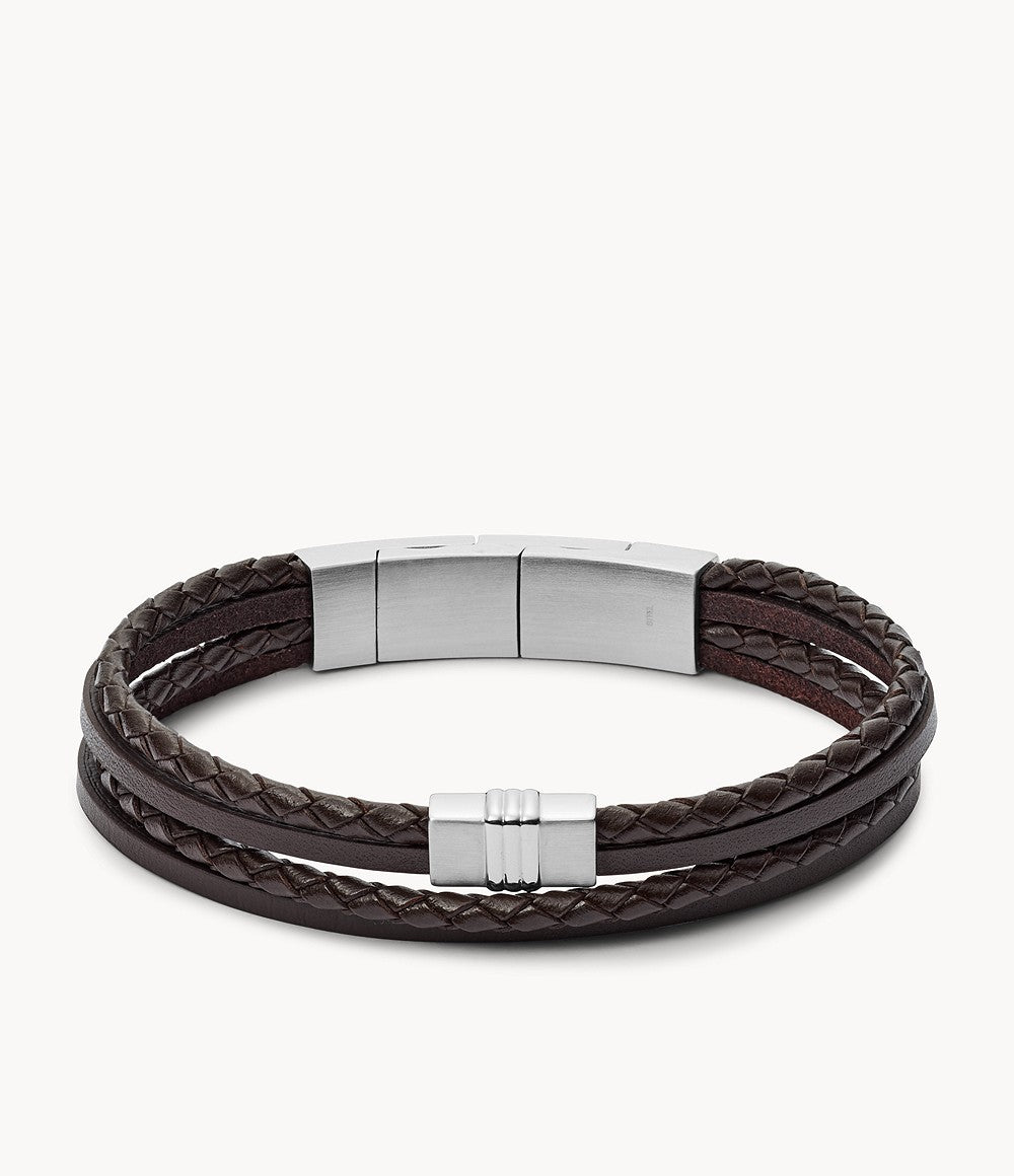 Fossil Brown Gents Leather Bracelet