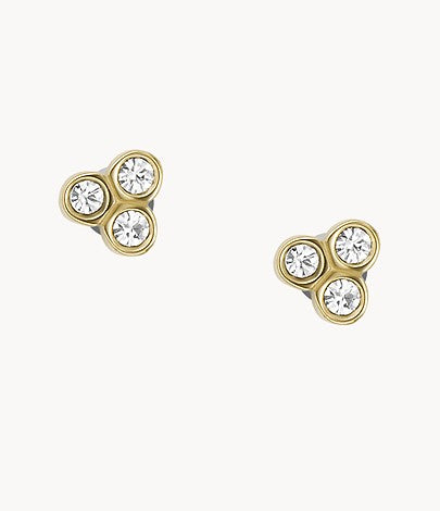Fossil Earring Gold Plated Trio Cubic Zirconia Stud