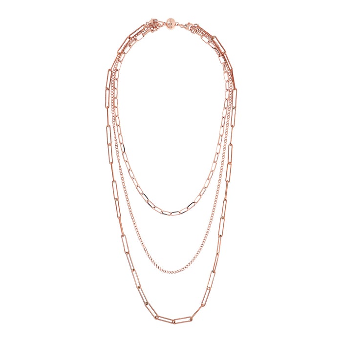 Bronzeallure Layered Necklet With Magnetic Close In Rose