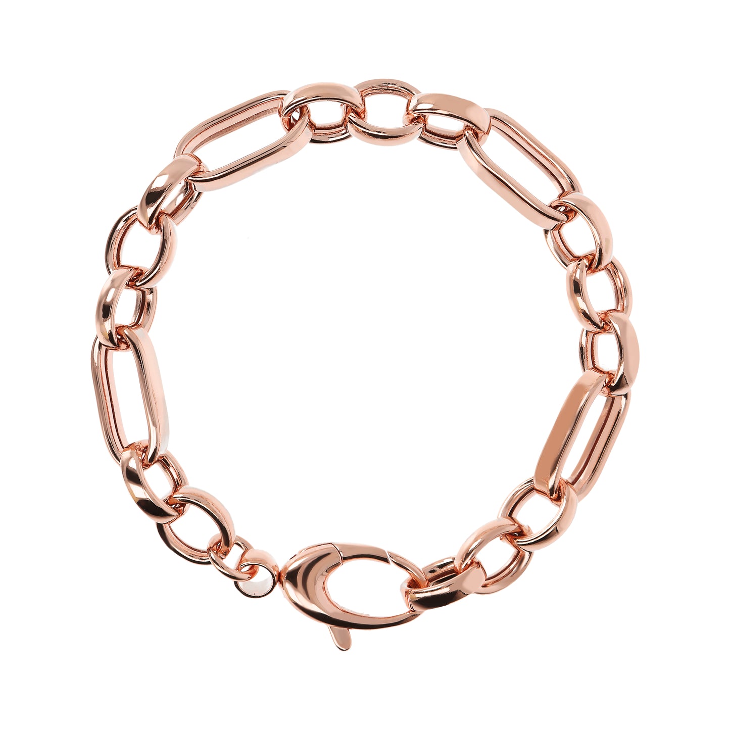 Bronzeallure Oval Rolo Link Bracelet In Rose
