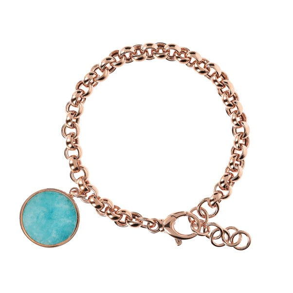 Bronzallure Oval Link Amazonite Charm Bracelet
