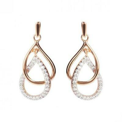 Bronzeallue Cubic Zirconia Double Drop Earring In Rose