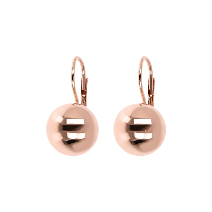 Bronzeallure Shephard Hook Earring With 14mm Ball In Rose