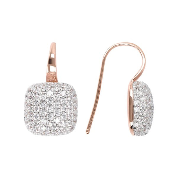 Bronzallure Square Cubic Zirconia Pave Drop Earring