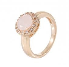 Bronzallure Pink Solitaire With Cubic Zirconia Surround Ring