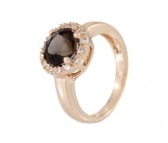 Bronzallure Smokey Solitaire With Cubic Zirconia Surround Ring
